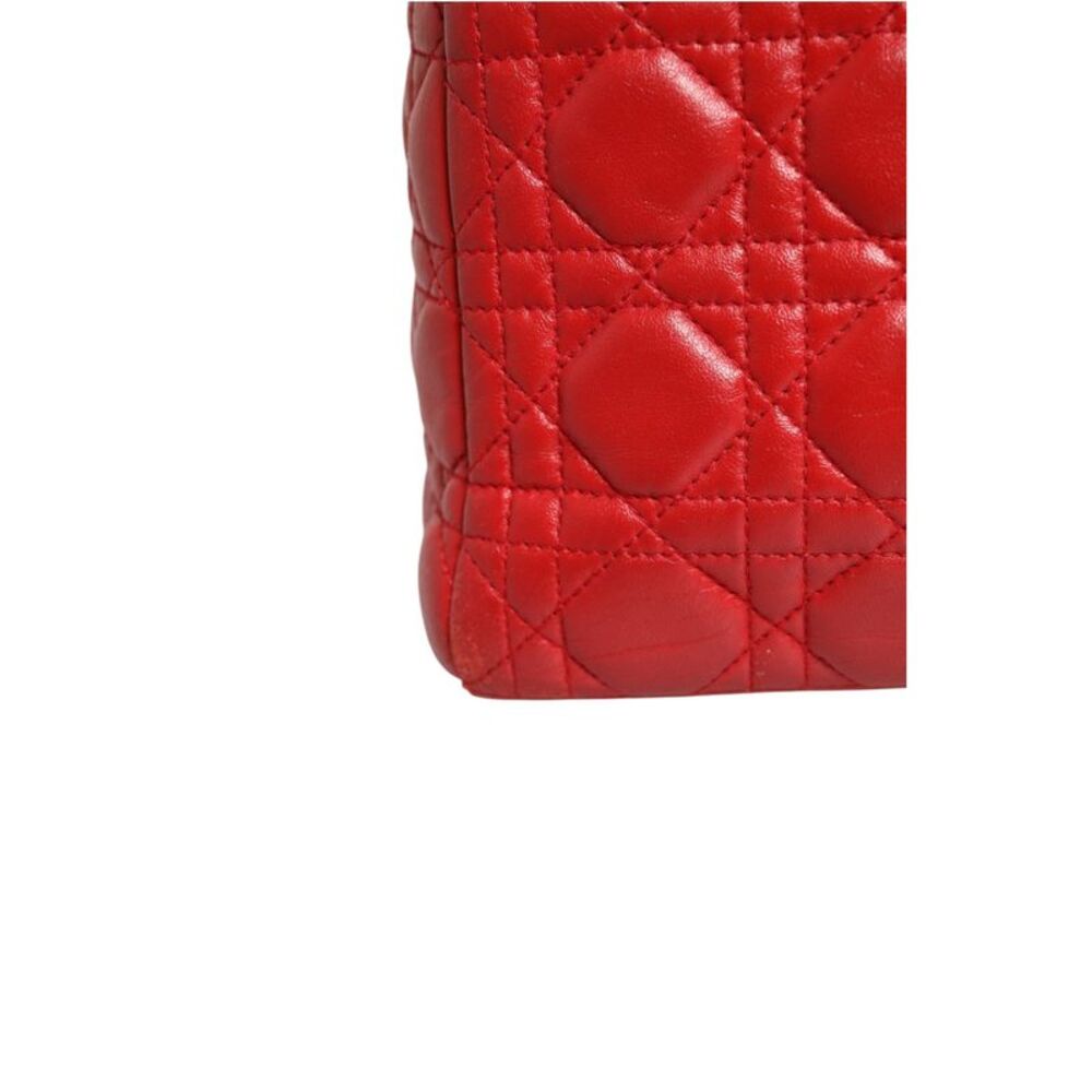Christian Dior Red Cannage Lambskin Leather Lady Dior Women's Bag - Picture 3 of 6